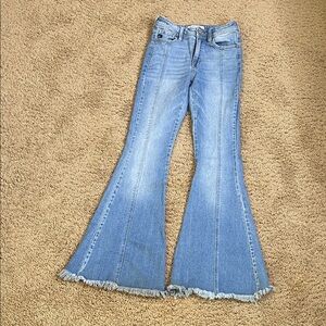 KanCan Light Blue Flare Jeans with Frayed Hem